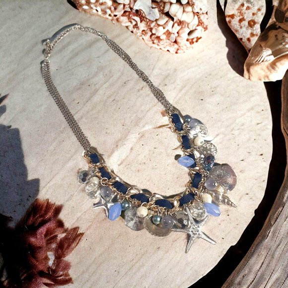 Charm Shell Necklace Women Jewelry 17" Length Mermaid Costume Beach Sea Boho - Picture 1 of 7